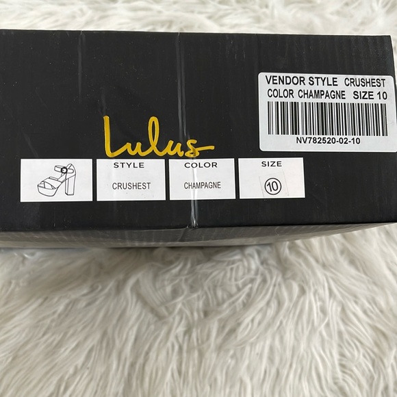 LULUS Crushest Champagne Velvet Rhinestone Ankle Strap Heels Size 10 NEW - Picture 2 of 16